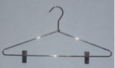 STYLES HANGER 2072. 17" Long X 4.8 Mil Thick Chrome-Plated Metal Hanger with Clips- Regular Hook.