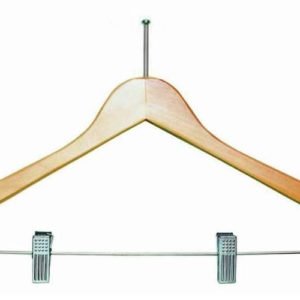 STYLES HANGER 32372. 17" Long X 1/2" Thick Ladies' Hangers with Clips -White/Chrome.