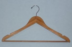 STYLES HANGER BB-31070. 17" Long X 1/2" Thick Suit with Fixed Bar - Natural/Chrome.
