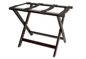 Styles, Solid Hardwood Luggage Rack - Walnut with 4 Black Straps. Item 452.