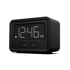 NonStop - NSE2-BK Station E, Small Alarm clock w/Dual USB Charging,Black