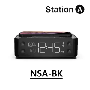 Nonstop, Station A Alarm Clock Charge Station - Qi Wireless, USB, Bluetooth - NSA3-BK