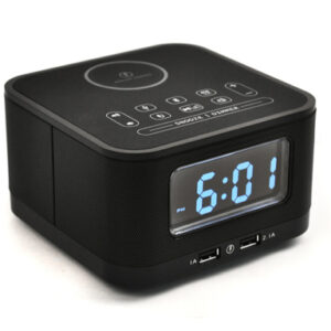 HomTime HS1-WC Bluetooth & Single-Day Alarm Clock with Wireless Charging & Radio