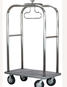 Pressto Valet Boardwalk Series Bellman's Cart; Stainless Steel - 8" pneumatic wheels