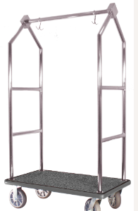 Pressto Valet Contemporary Bellman's Cart; Stainless Steel -8" semi-pneumatic wheels