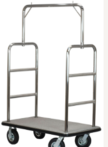 Pressto Valet Midtown Series Bellman's Cart; Grey/Black Carpet; 8" pneumatic wheels