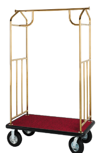 Pressto Valet Sterling Bellman's Cart; Brass- 6" pneumatic wheels