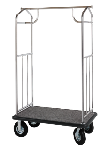 Pressto Valet Sterling Bellman's Cart; Stainless Steel - 6" pneumatic wheels