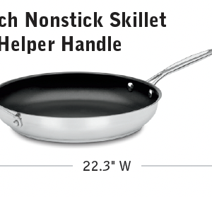 "Cuisinart® Stainless Steel 12"" Non-stick Skillet with Helper Handle"