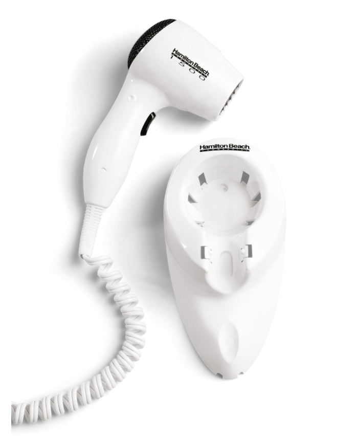 Wall Mount Hair Dryer, 1500 Watts, Auto Safety Shut Off, Toggle Switch, White - 8251