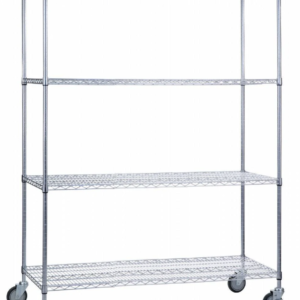 R&B, Rolling Wire Shelving Unit 18x60x78, 4 Wire Shelves, LC186072